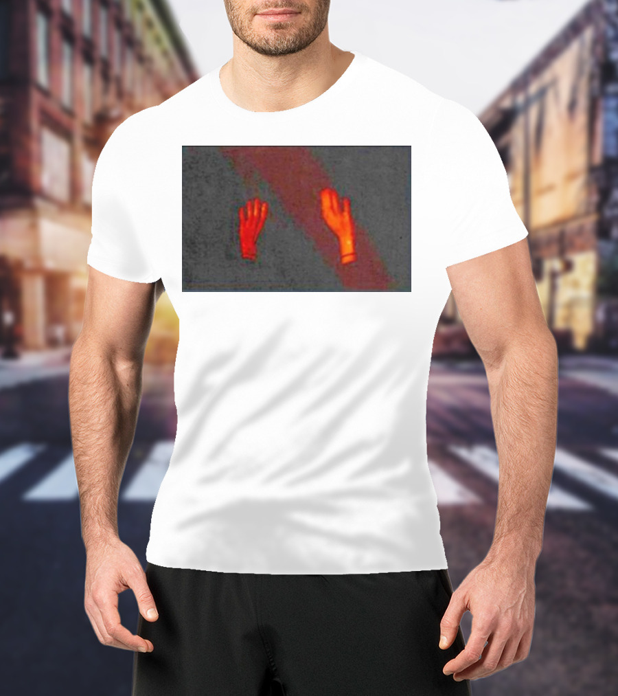 Hands To The Sky Vibrant Red Elevated Gesture T-Shirt