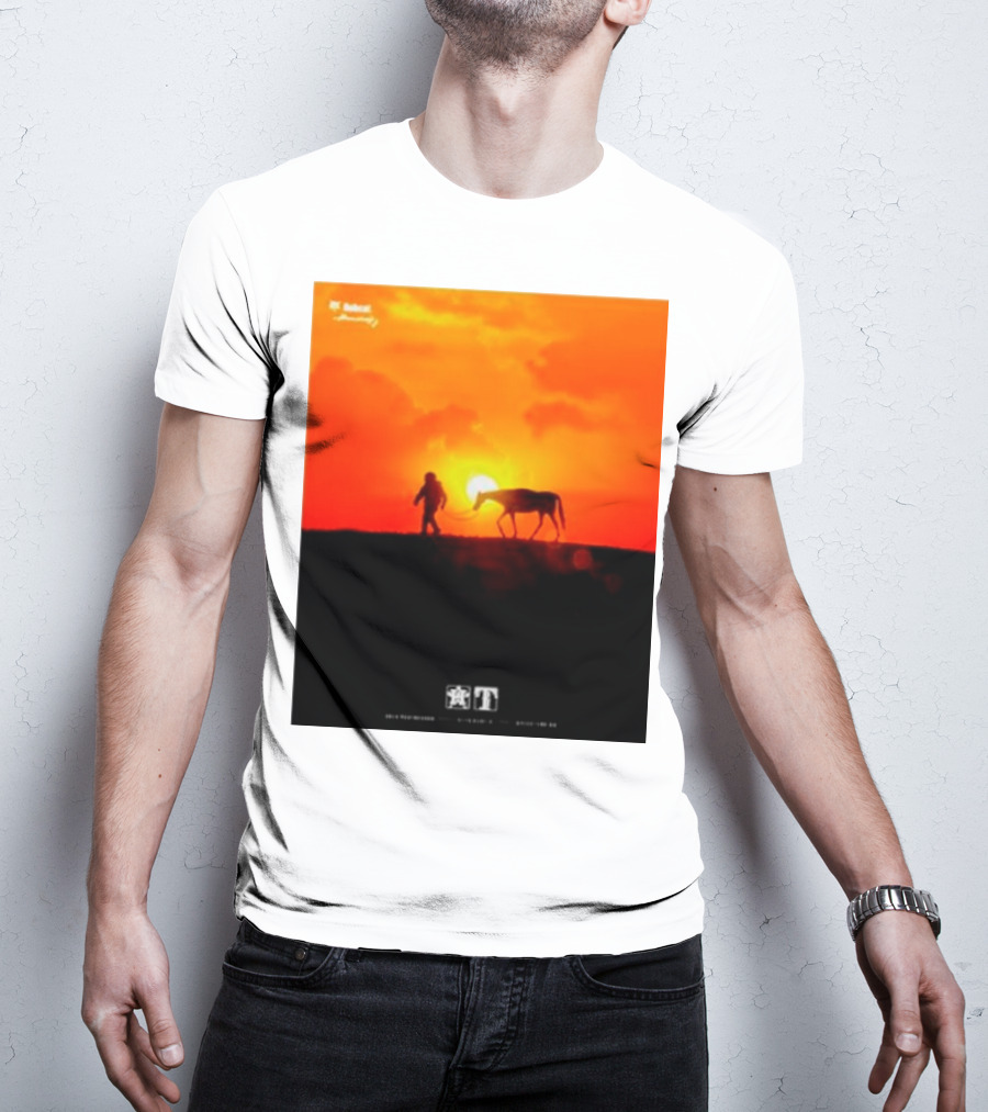 Houston Sunset Astronaut With Horse In Space City Meets Wild West T-Shirt