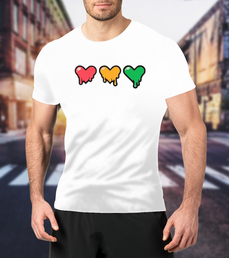 Life Series Heart Drip Trio Red Yellow Green T-Shirt