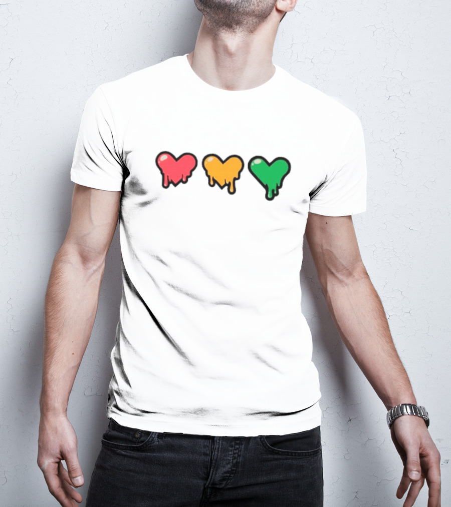 Life Series Heart Drip Trio Red Yellow Green T-Shirt
