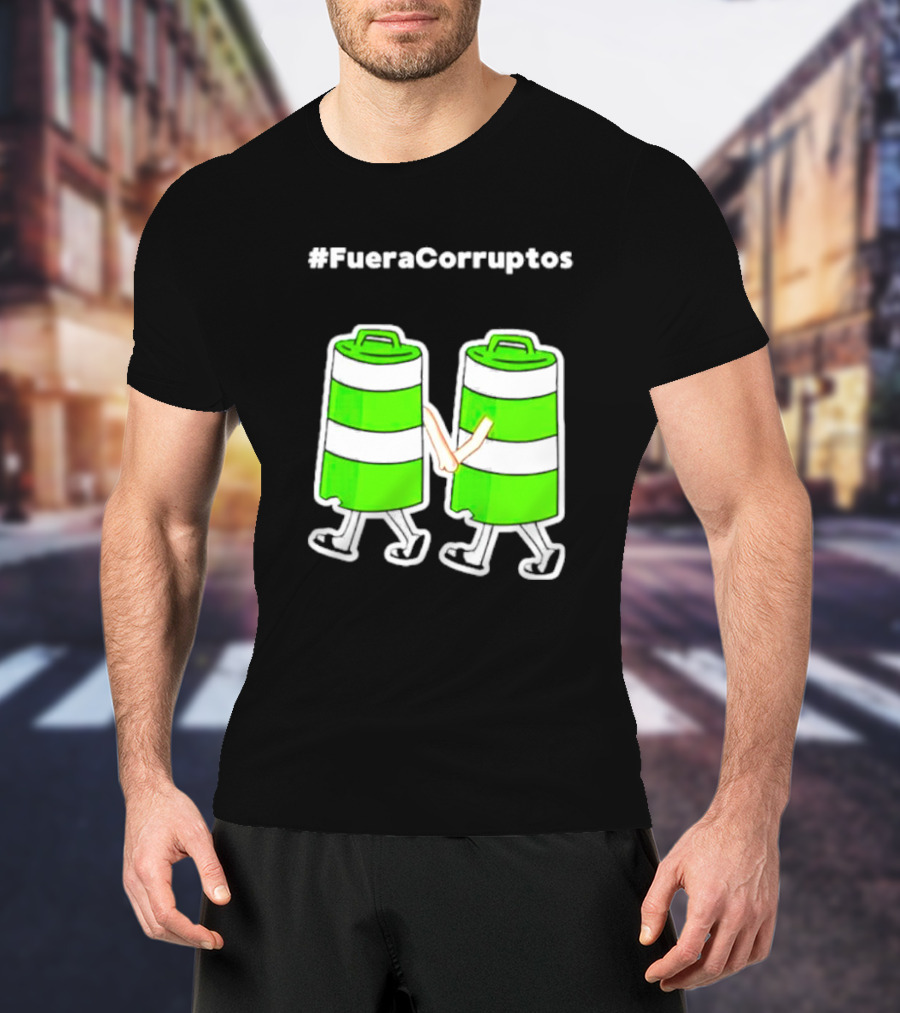 Paola Hurtado Uri Samayoa #Fueracorruptos Green Bins Handshake T-Shirt