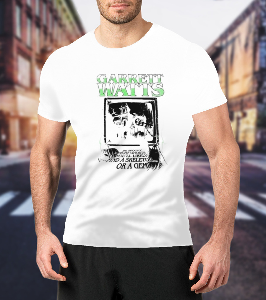 Garrett Watts Haunted Ghosts Skeleton Gem TV House Image T-Shirt