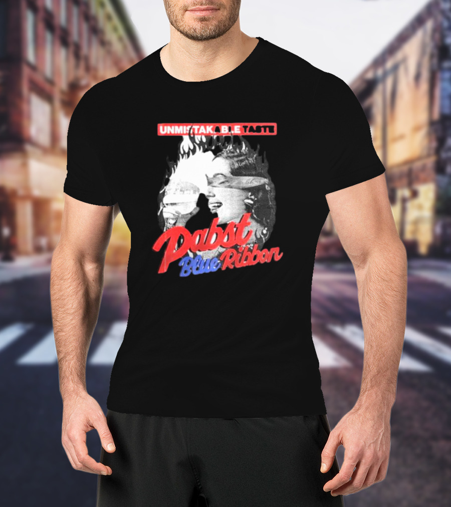 Unmistakable Taste Pabst Blue Ribbon Fiery T-Shirt