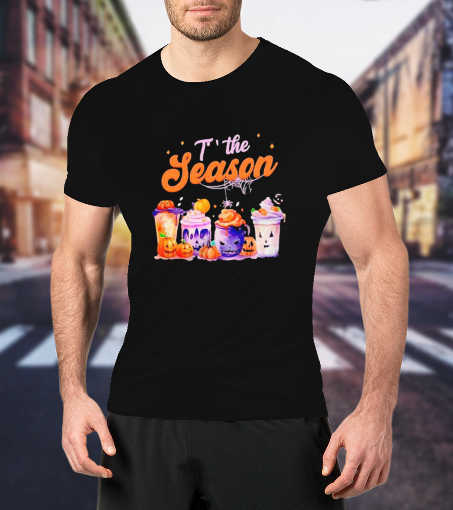 Sandjest Halloween Tis The Season Pumpkin Drinks T-Shirt