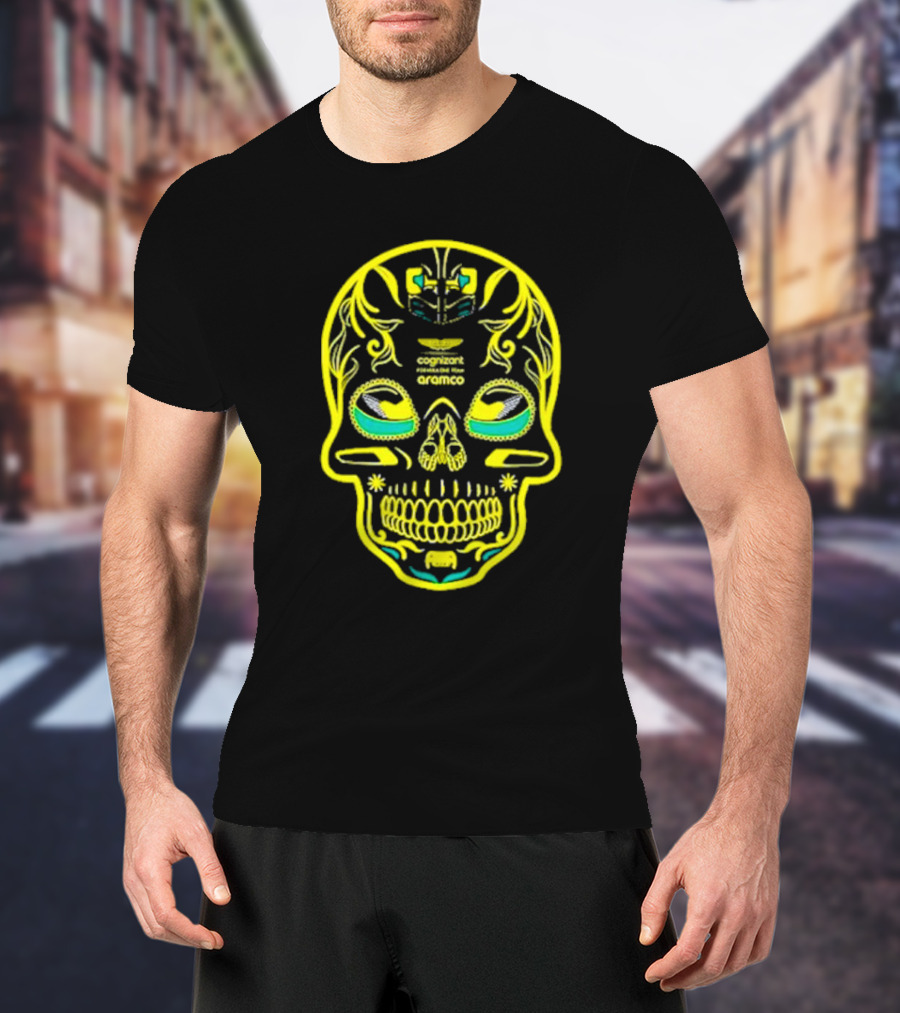 Aston Martin F1 Team Mexico GP Cognizant Aramco Sugar Skull T-Shirt