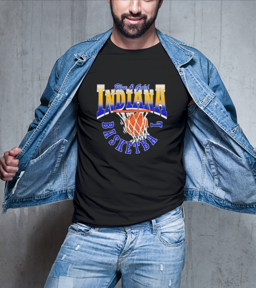 Blue And Gold Indiana Basketball 90’s Retro Style Hoops T-Shirt