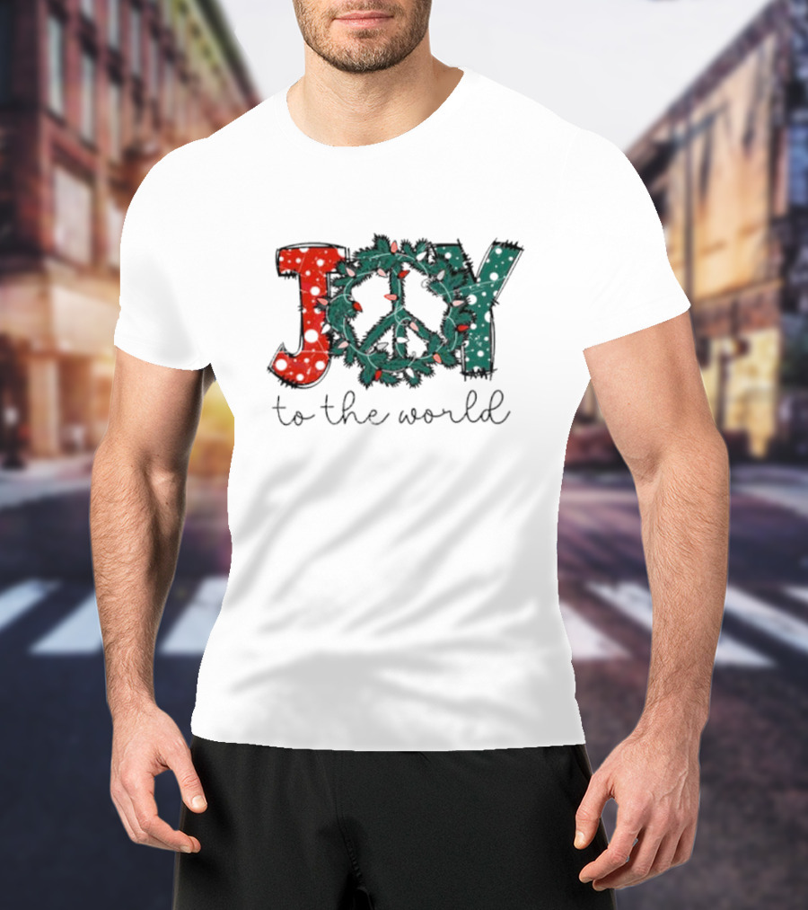 Joy To The World Christmas Wreath Peace T-Shirt