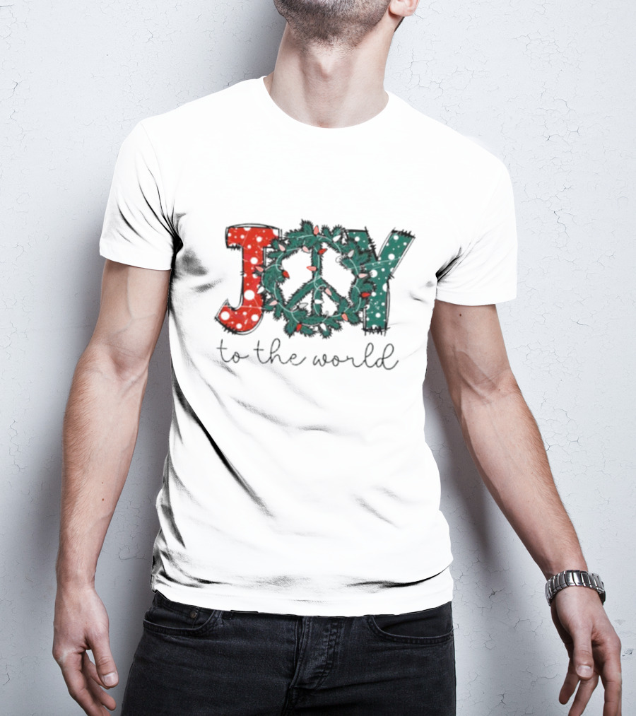 Joy To The World Christmas Wreath Peace T-Shirt