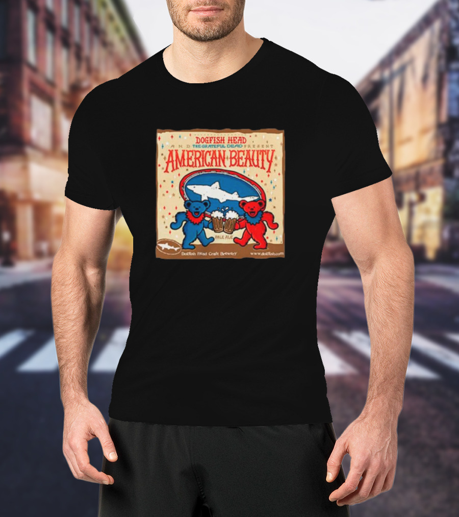 Dogfish Head The Grateful Dead Present American Beauty Pale Ale Dancing Bears Dogfish Head Craft Brewery T-Shirt