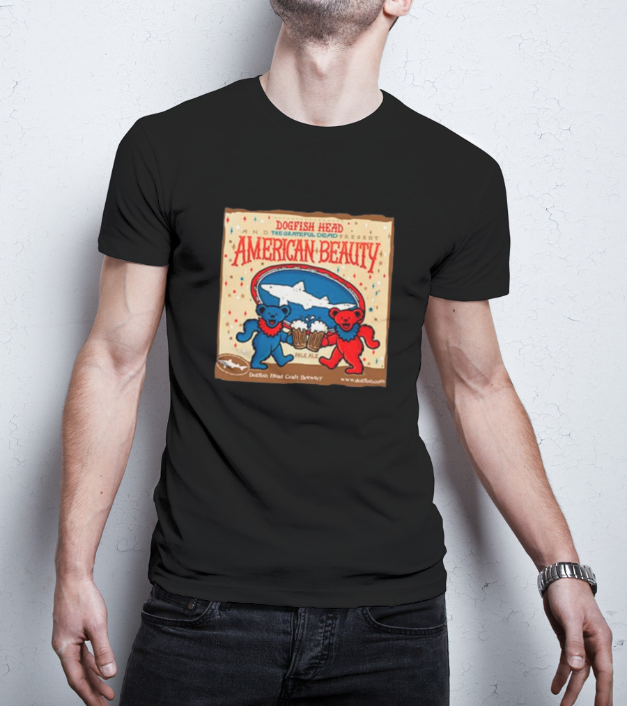 Dogfish Head The Grateful Dead Present American Beauty Pale Ale Dancing Bears Dogfish Head Craft Brewery T-Shirt