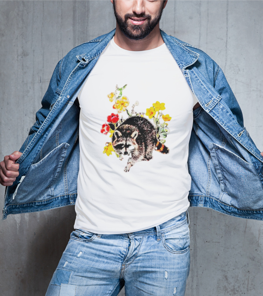 Raccoon With Vibrant Floral Arrangement T-Shirt