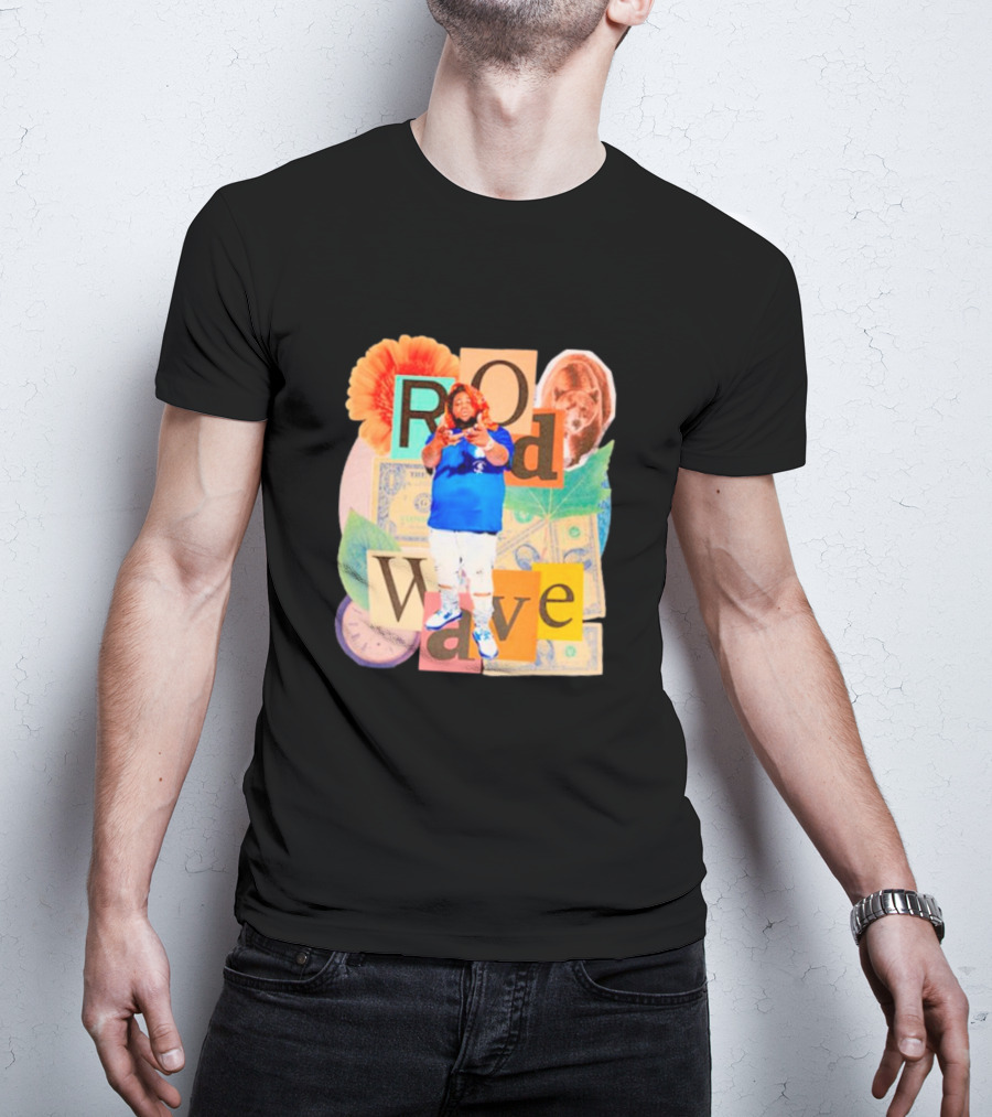 Rod Wave Vintage Bootleg Collage With Floral And Currency Elements T-Shirt