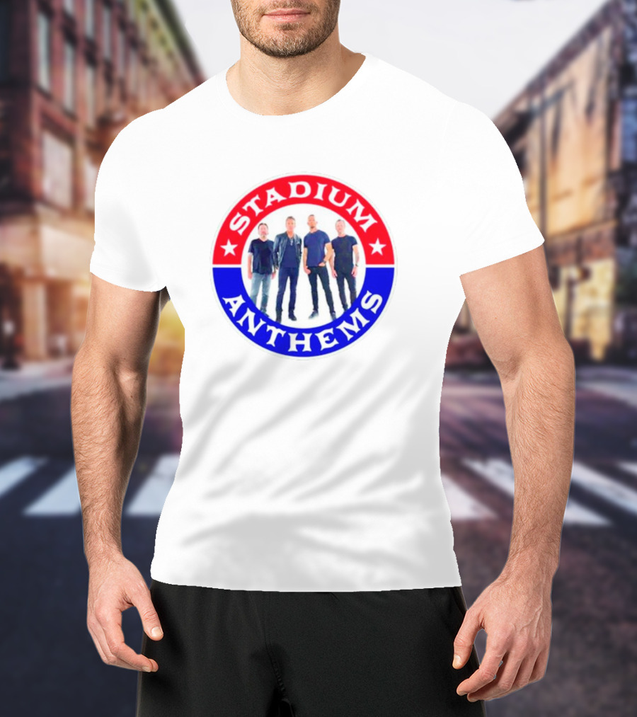 Stadium Anthems Rock Band Circle Logo With Stars And Group Image T-Shirt