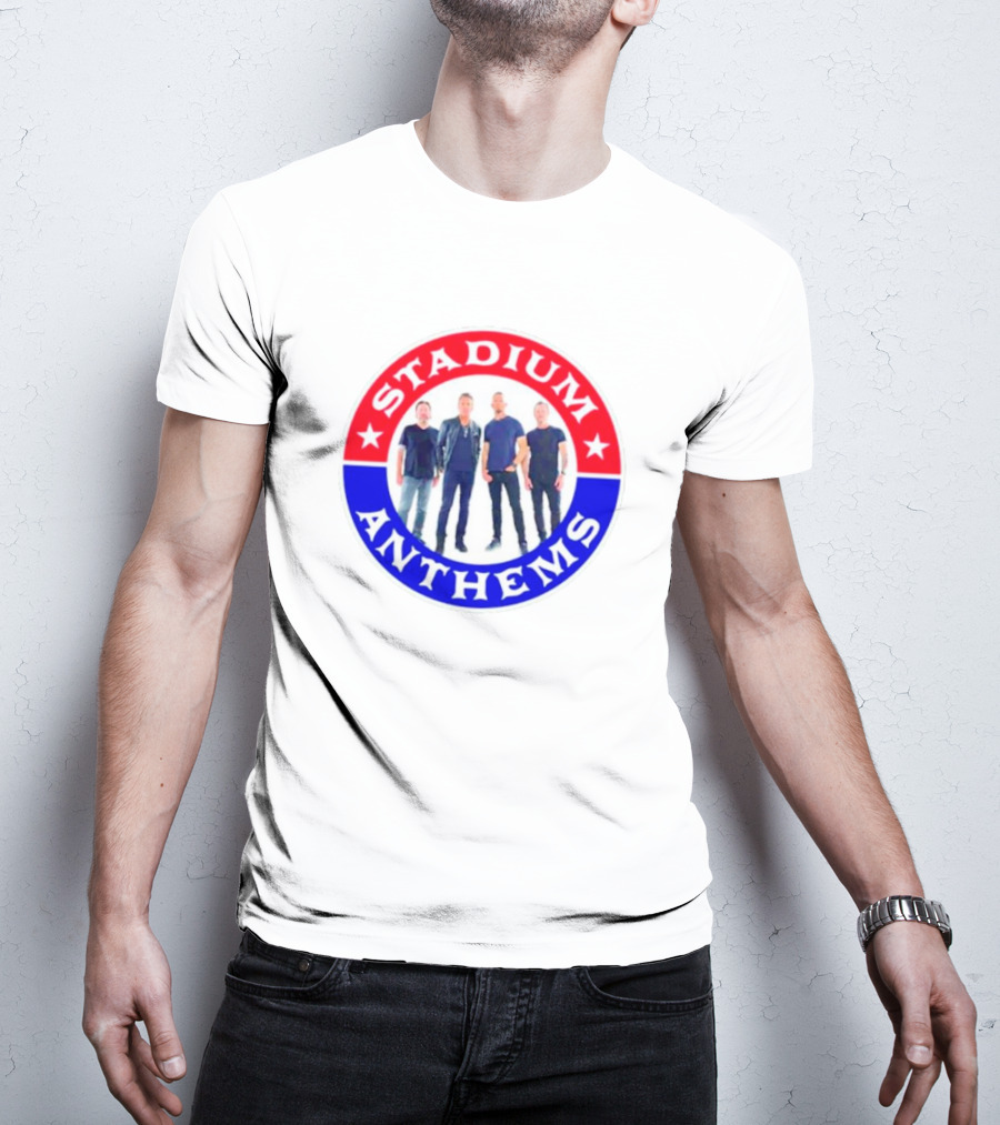 Stadium Anthems Rock Band Circle Logo With Stars And Group Image T-Shirt