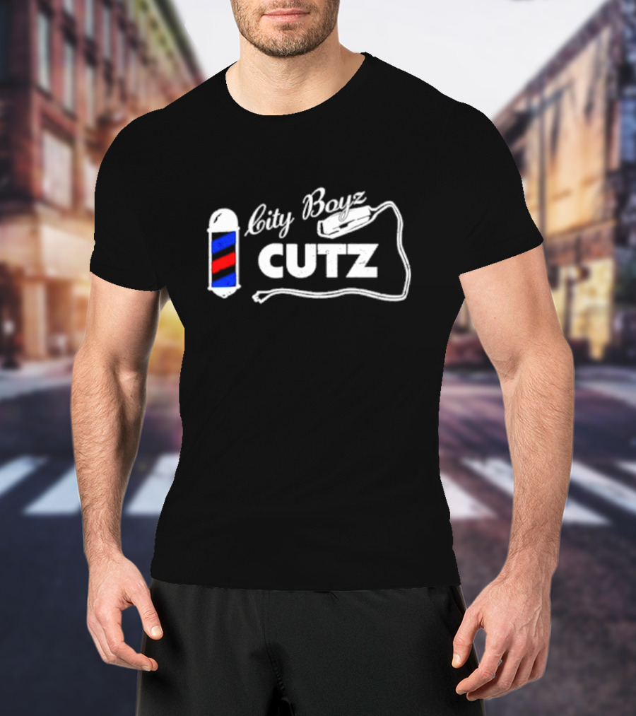 City Boyz Cutz Barber Pole And Clippers T-Shirt