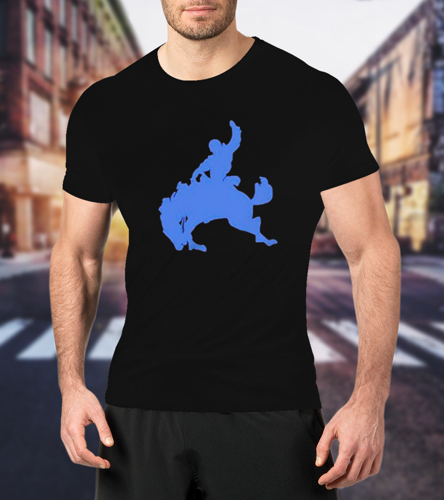 Bucking Bronco Silhouette Blue T-Shirt