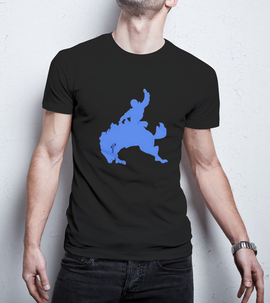 Bucking Bronco Silhouette Blue T-Shirt