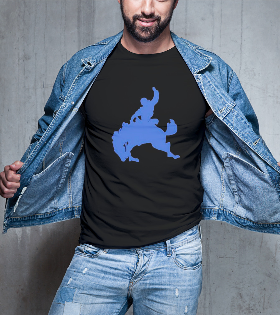 Bucking Bronco Silhouette Blue T-Shirt