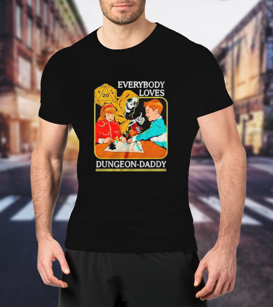 Everybody Loves Dungeon-Daddy Vintage RPG Dice Skeleton Adventure T-Shirt