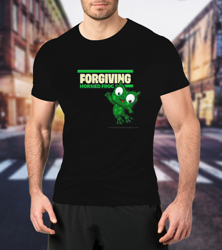 Forgiving Horned Frog Playful Green Character T-Shirt