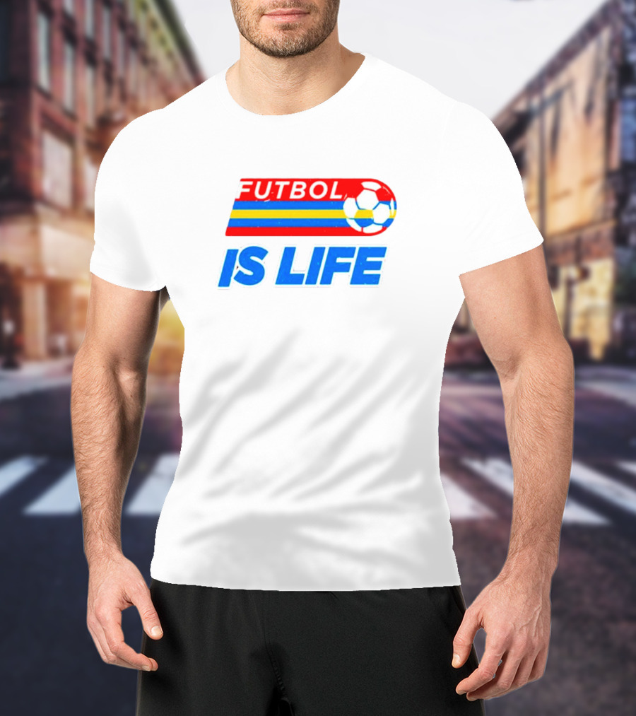 Futbol Is Life Retro Striped Soccer Ball T-Shirt