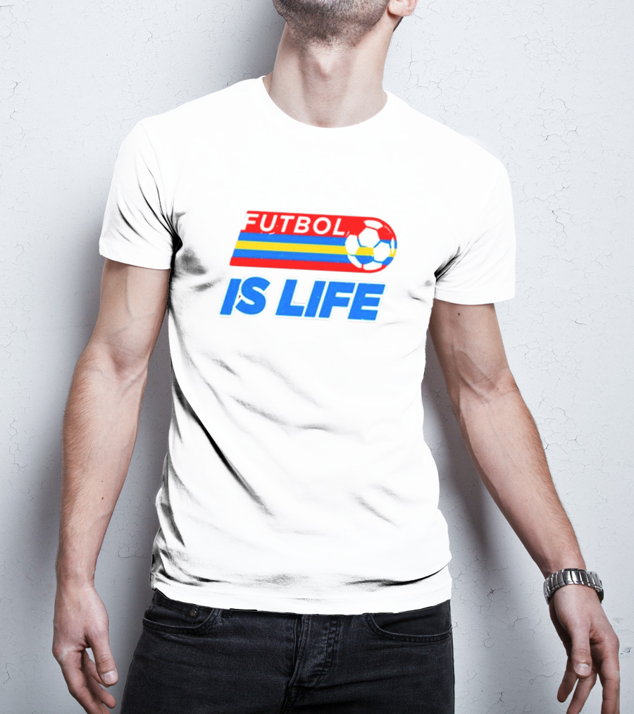 Futbol Is Life Retro Striped Soccer Ball T-Shirt