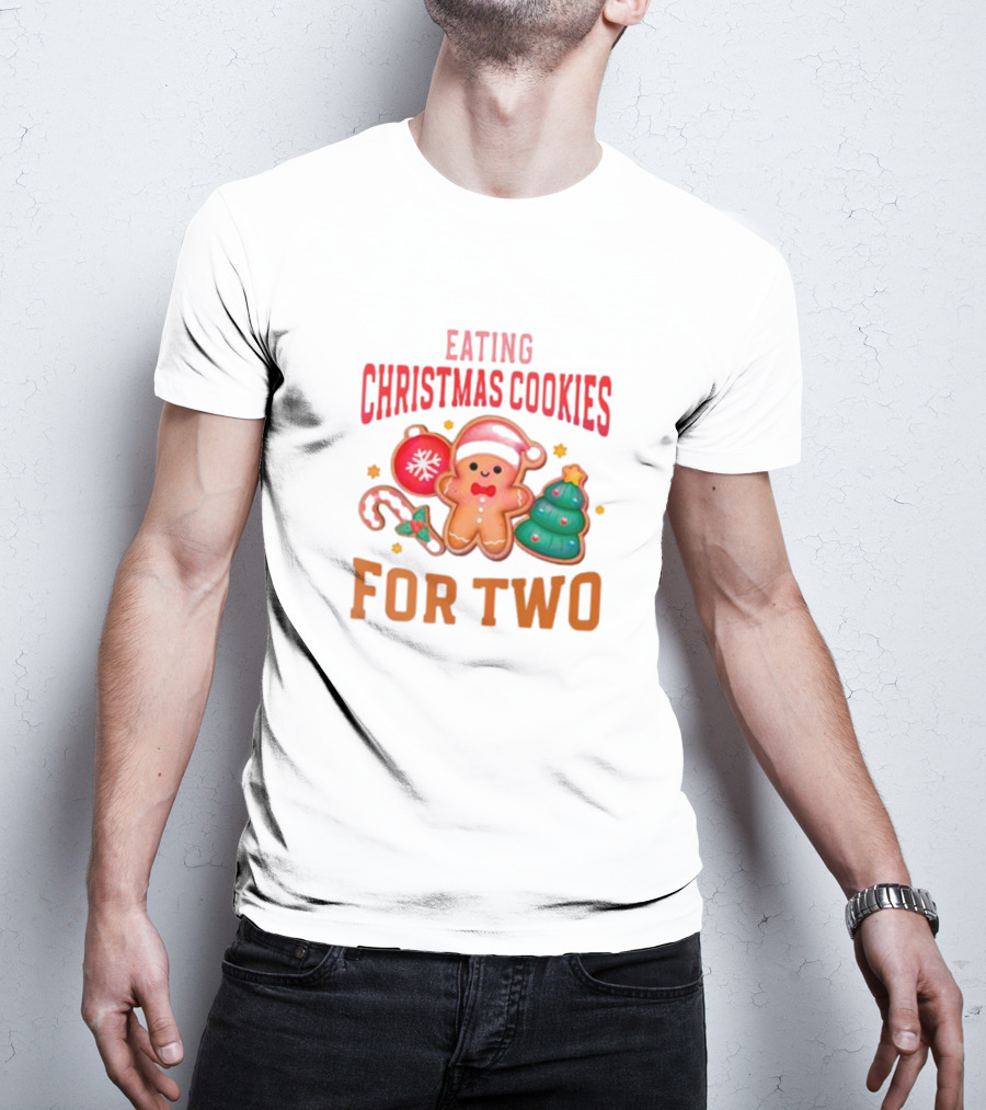Eating Christmas Cookies For Two Gingerbread Tree Ornaments T-Shirt