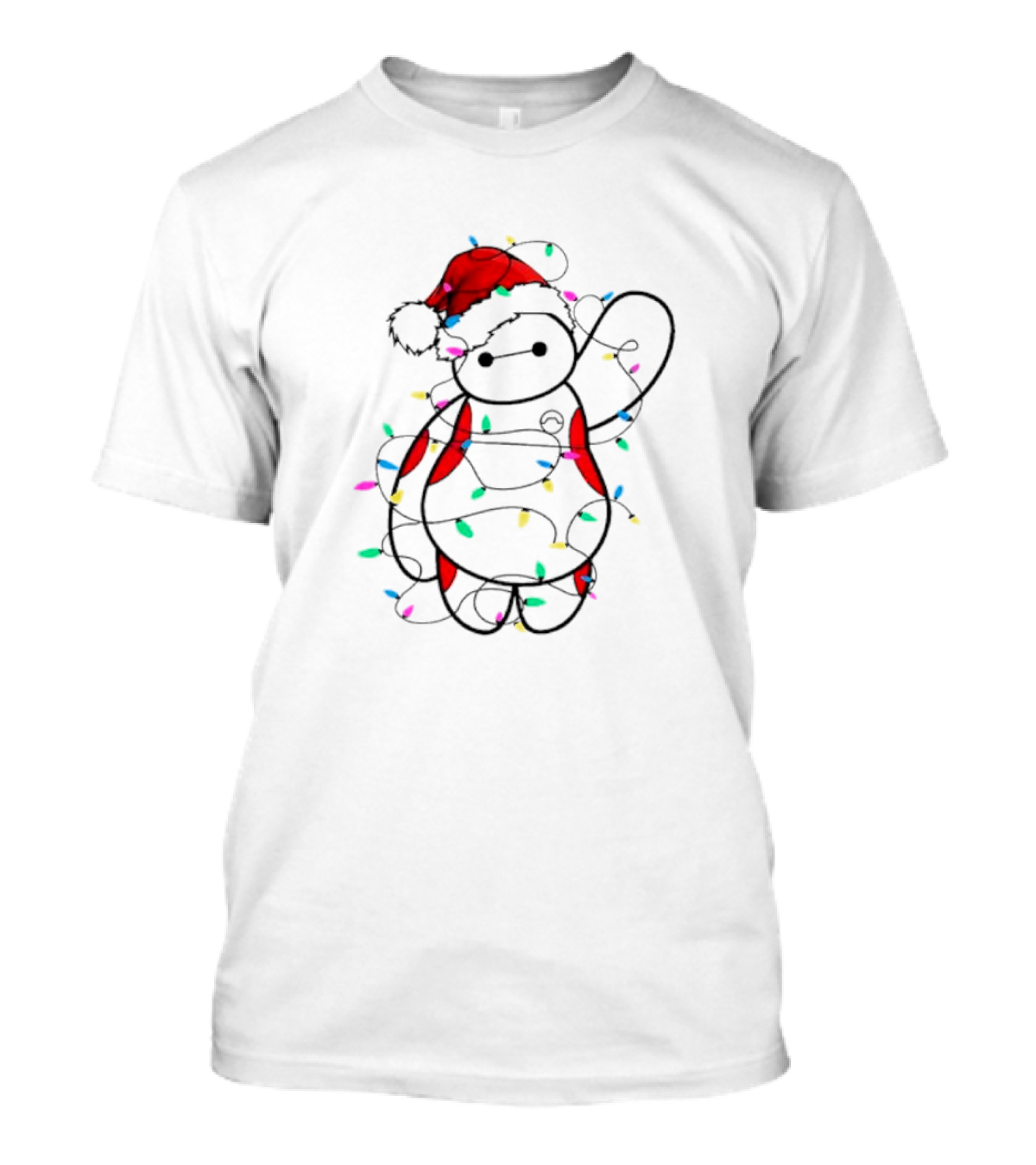 Santa Baymax Wrapped In Christmas Lights T-Shirt