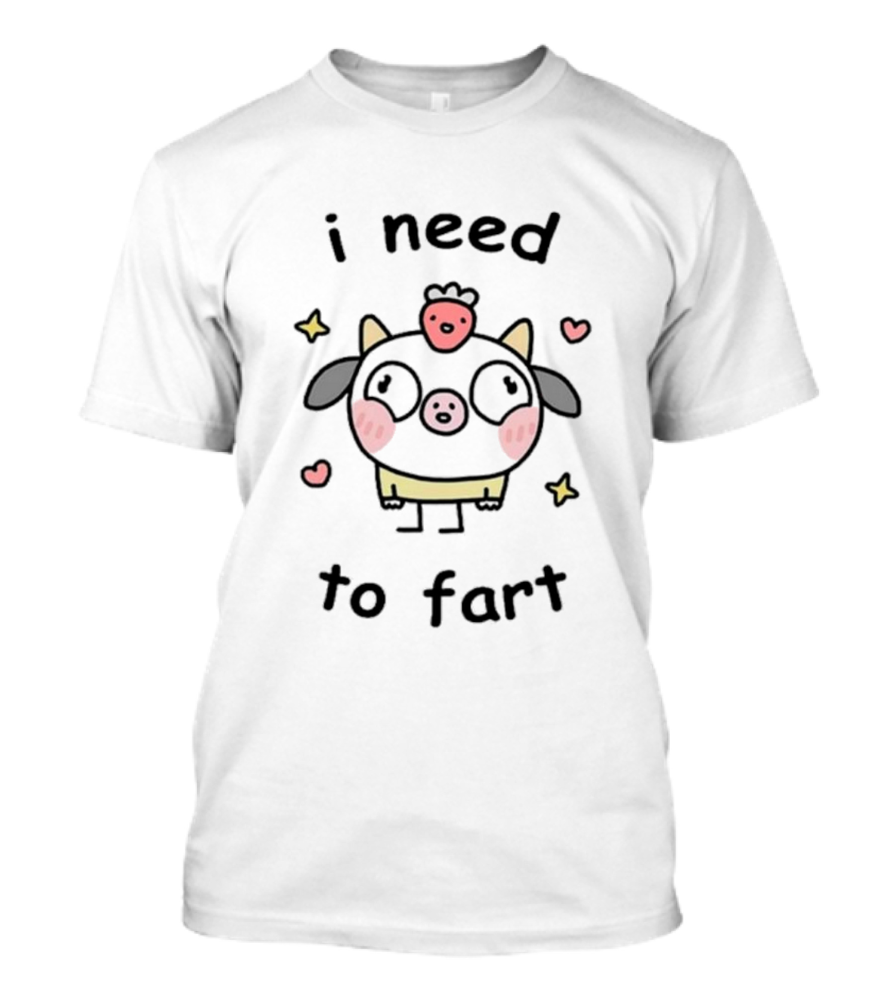 I Need To Fart Stinky Katie Cute Cow Stars And Hearts T-Shirt