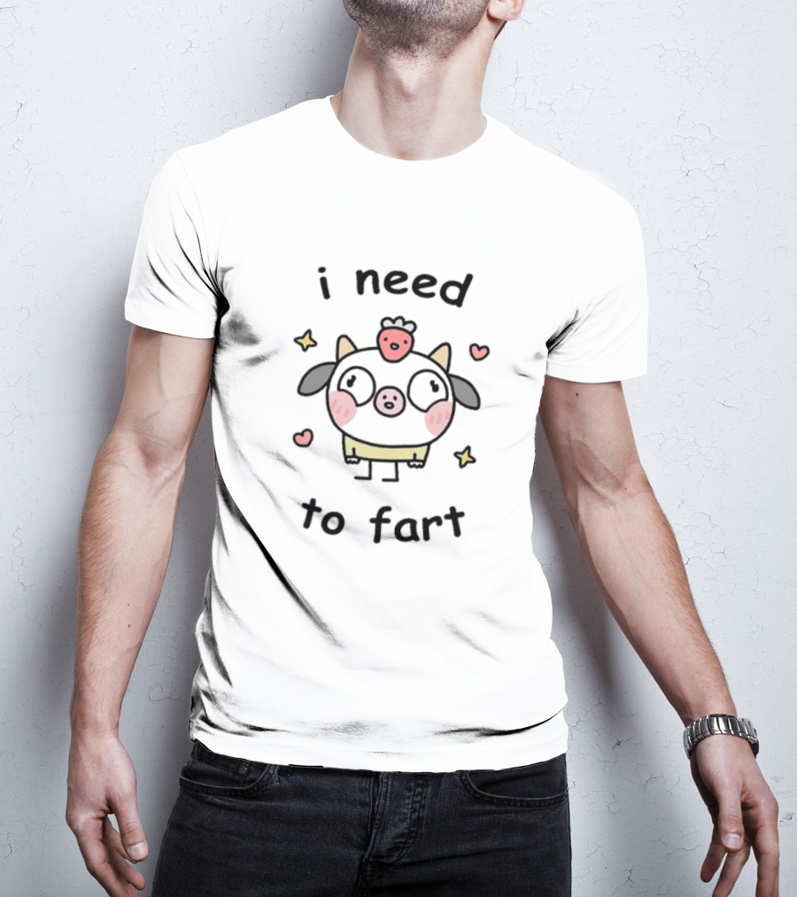 I Need To Fart Stinky Katie Cute Cow Stars And Hearts T-Shirt