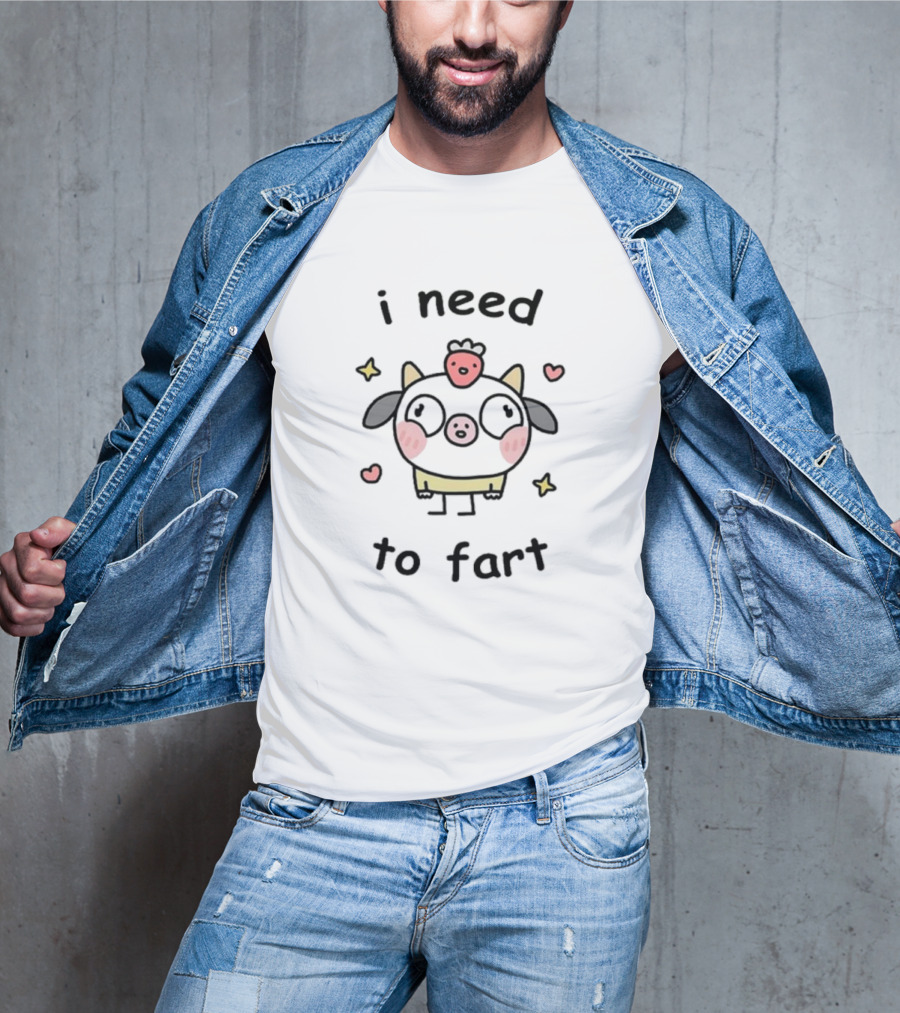 I Need To Fart Stinky Katie Cute Cow Stars And Hearts T-Shirt