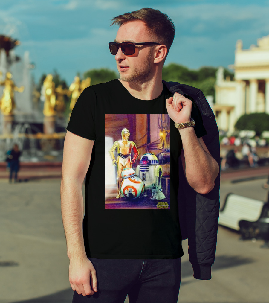 Three Droids C-3PO R2-D2 BB-8 Star Wars The Force Awakens T-Shirt
