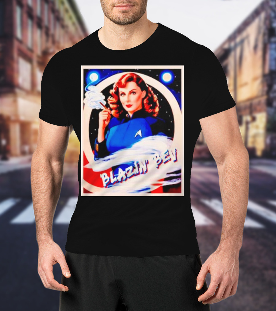 Blazin' Bev Retro Space Pioneer With Star Emblem T-Shirt