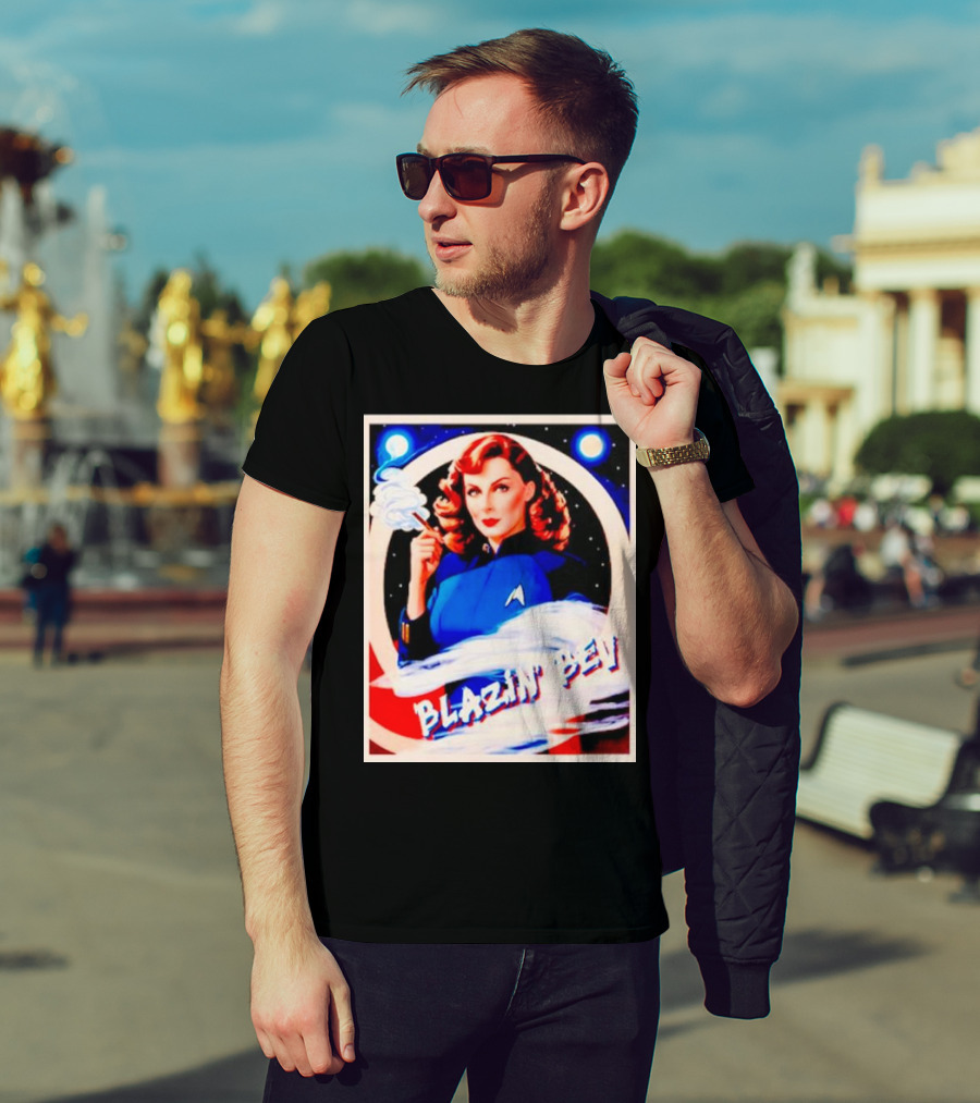 Blazin' Bev Retro Space Pioneer With Star Emblem T-Shirt