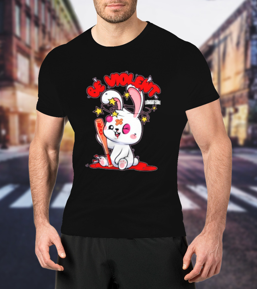 Blackpool Combat Club Be Violent Bunny With Bat T-Shirt