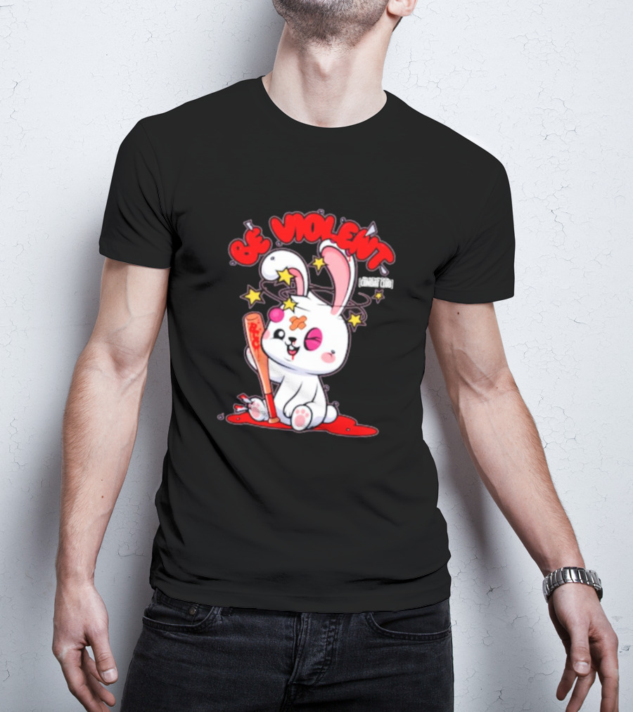 Blackpool Combat Club Be Violent Bunny With Bat T-Shirt