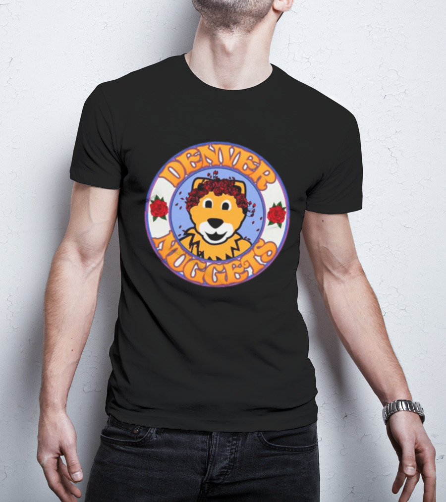 Denver Nuggets Bear Head Surrounded By Red Roses T-Shirt