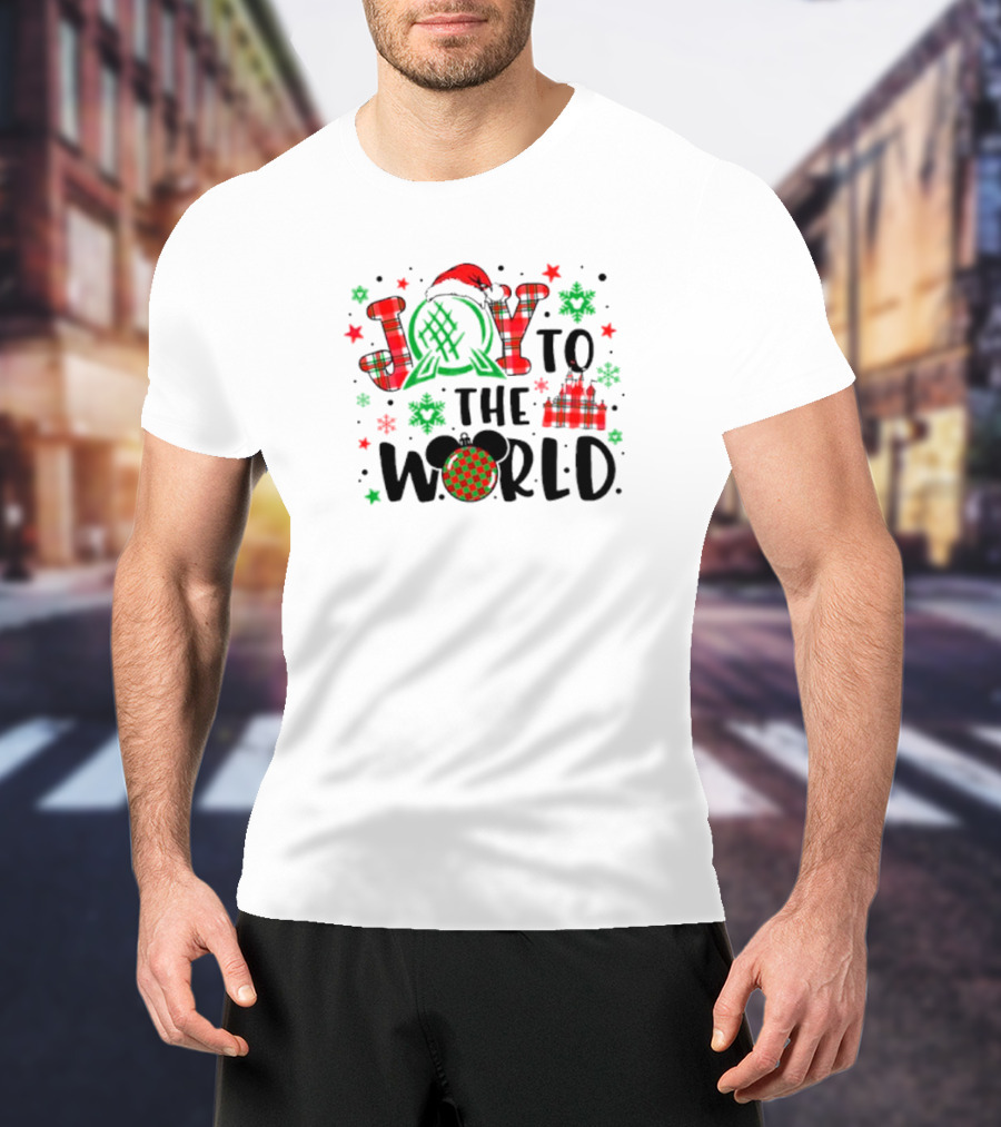 Joy To The World Disney Castle Mickey Epcot Holiday T-Shirt