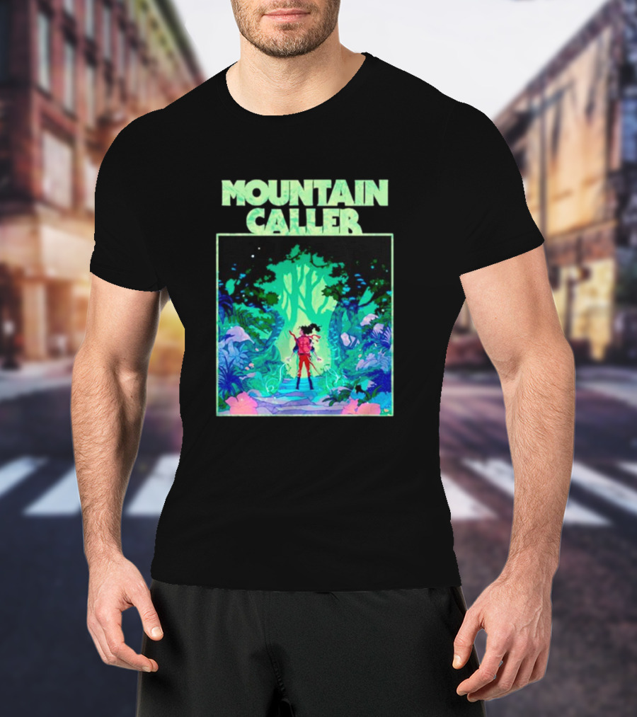 Mountain Caller Green Leaves Enchanted Forest Explorer T-Shirt