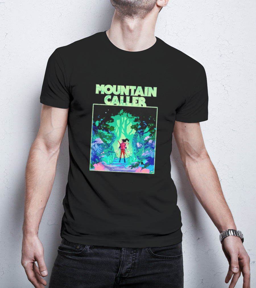 Mountain Caller Green Leaves Enchanted Forest Explorer T-Shirt