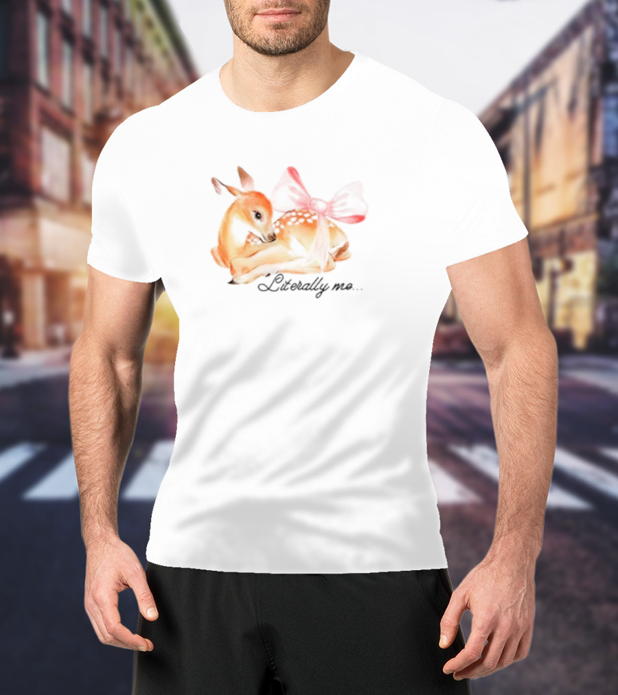Coquette Fawn With Red Bow Literally Me T-Shirt