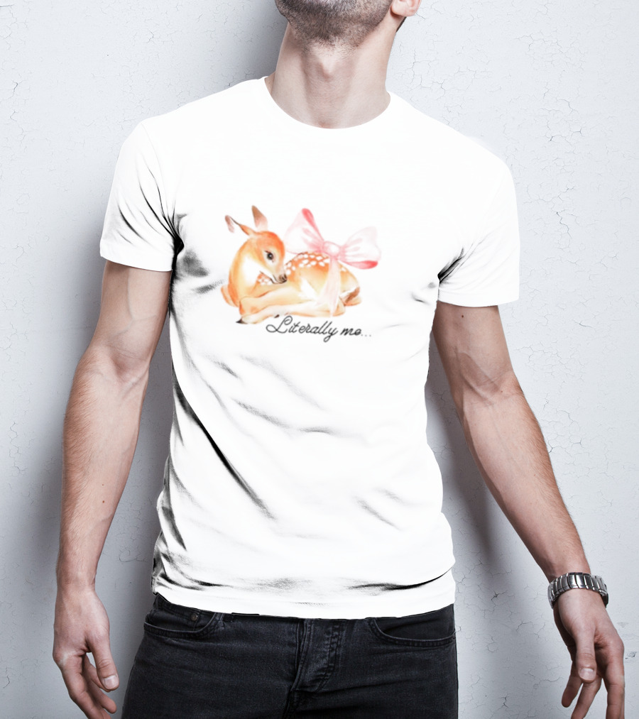 Coquette Fawn With Red Bow Literally Me T-Shirt