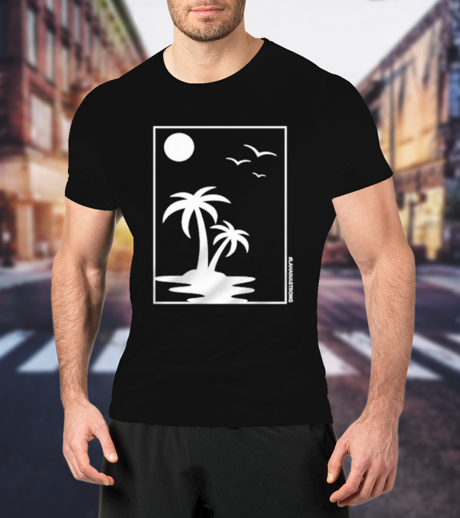 Not Enough Nelsons Lahaina Strong Palm Trees And Birds Scene T-Shirt