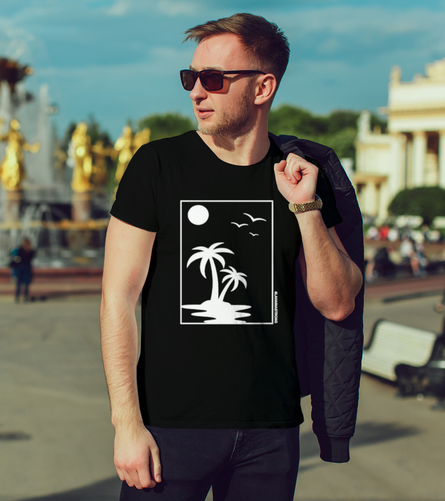 Not Enough Nelsons Lahaina Strong Palm Trees And Birds Scene T-Shirt