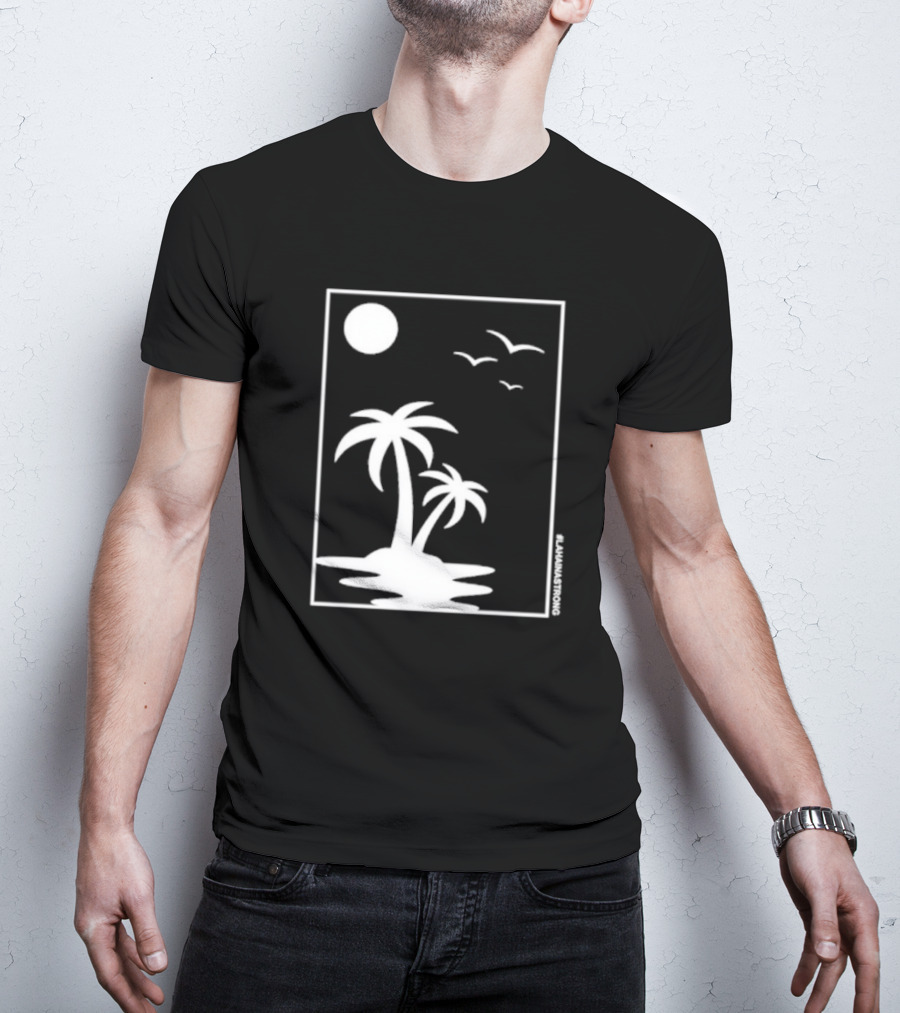 Not Enough Nelsons Lahaina Strong Palm Trees And Birds Scene T-Shirt