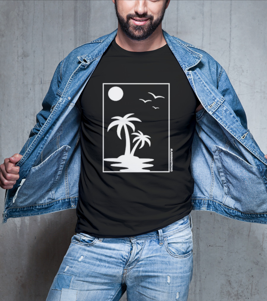 Not Enough Nelsons Lahaina Strong Palm Trees And Birds Scene T-Shirt