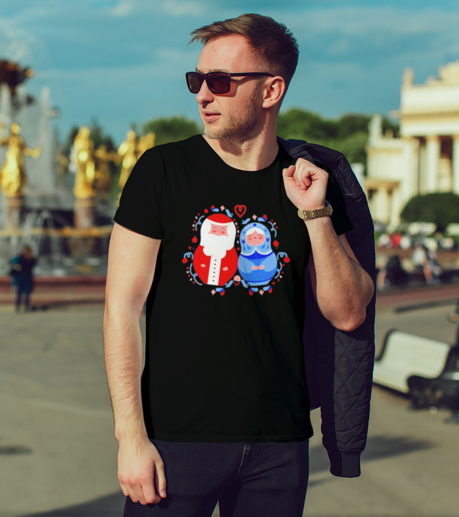 Christmas Santa And Snow Maiden Mamushkas With Festive T-Shirt