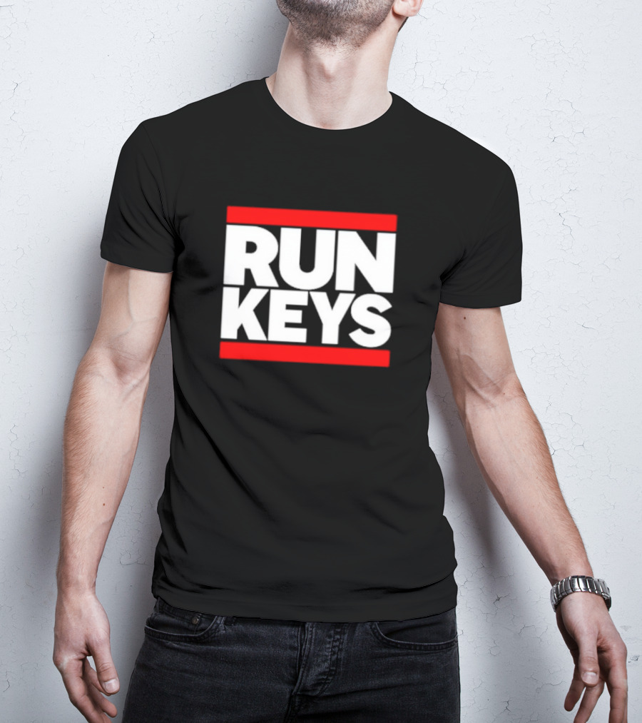 RUN KEYS Red Border Block Text T-Shirt