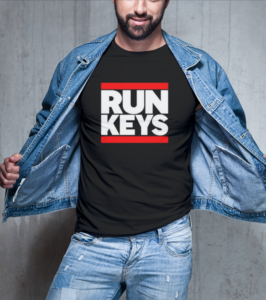 RUN KEYS Red Border Block Text T-Shirt