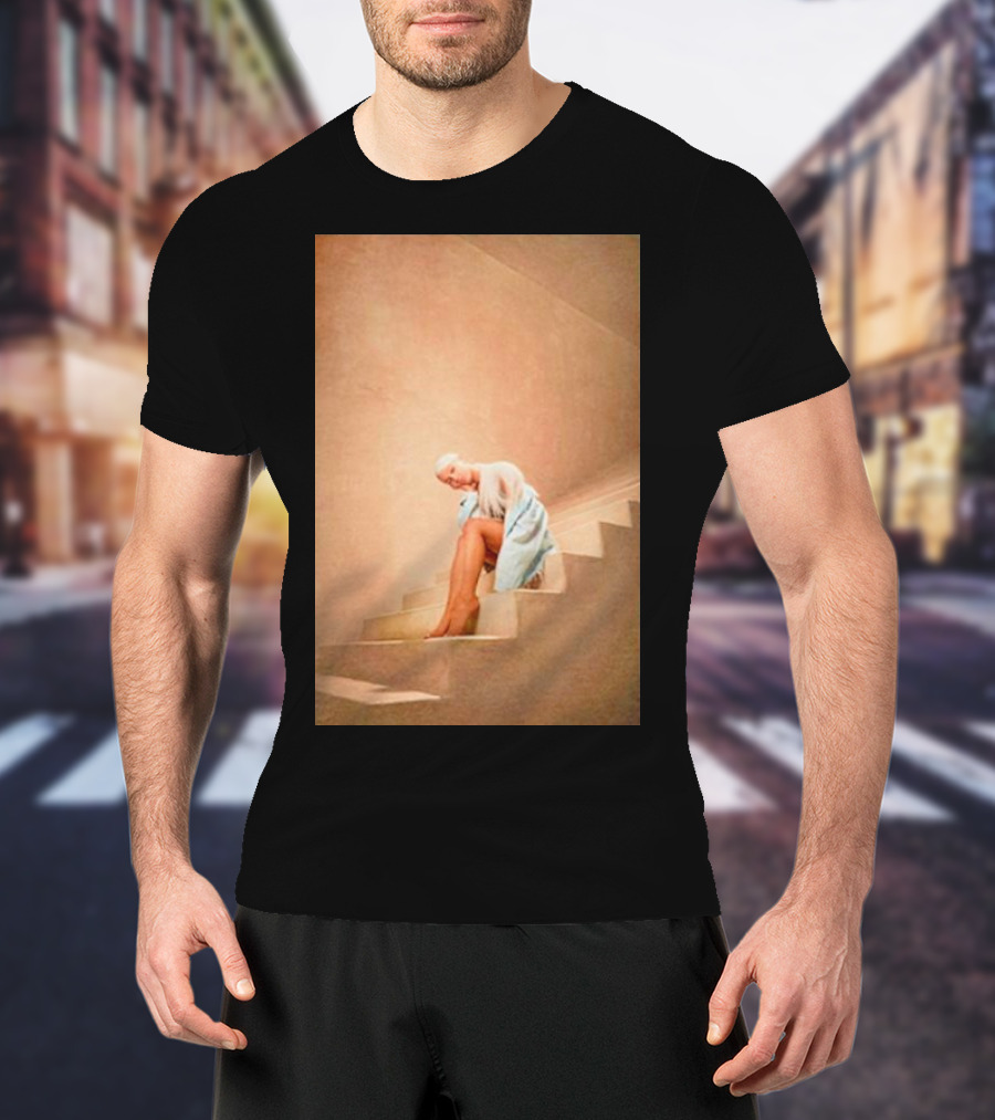 Ariana Grande Staircase Poster Style Sitting On Steps T-Shirt